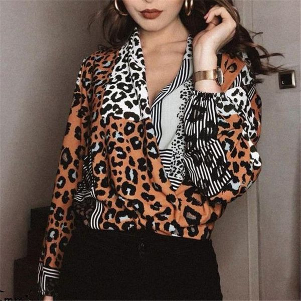 fashion new casual leopard print striped patchwork v neck long-sleeved spring women style blouse shirt plus size xl, White
fashion new casual leopard print striped patchwork v neck long-sleeved spring women style blouse shirt plus size xl, White