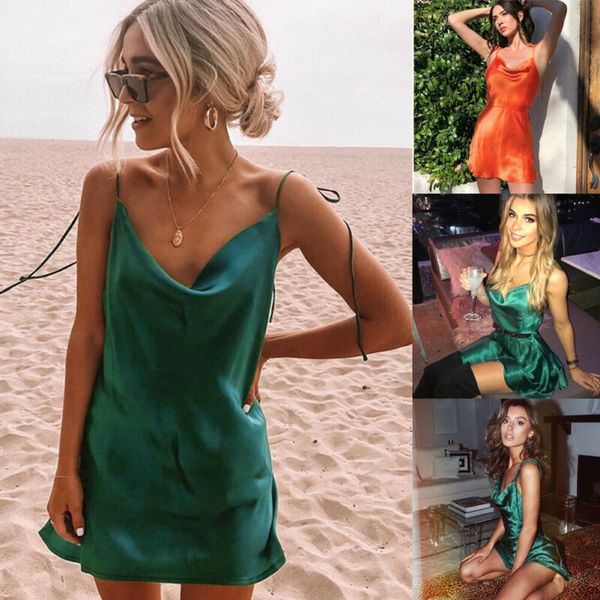 2019 strap summer dress women backless satin silk bandage mini dresses women party night v neck sleeveless dress summer girl, Black;red
2019 strap summer dress women backless satin silk bandage mini dresses women party night v neck sleeveless dress summer girl, Black;red