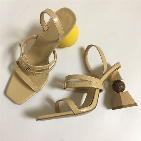 real ps size 37 women block heel sandals nude real leather summer shoes, Black