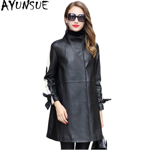 ayunsue 2019 fashion real sheepskin coats medium length genuine leather jacket patchwork loose jackets for women jaqueta zp18129, Black
ayunsue 2019 fashion real sheepskin coats medium length genuine leather jacket patchwork loose jackets for women jaqueta zp18129, Black