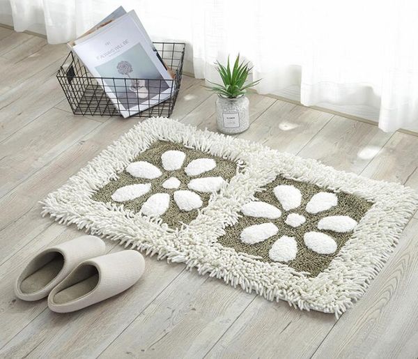 

chenille anti-slip bathroom carpet petals pattern hallway doormat home decor bath rugs for kitchen soft bedroom floor mats