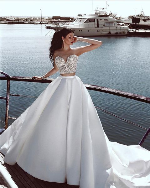 fancy two pieces wedding dress summer sweet heart sheer long sleeves covered buttons bridal gowns beach wedding dresses, White
fancy two pieces wedding dress summer sweet heart sheer long sleeves covered buttons bridal gowns beach wedding dresses, White