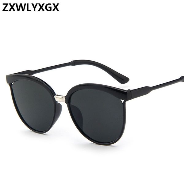 cat eye sunglasses women brand designer fashion coating mirror cateye sun glasses female uv400 gafas, White;black