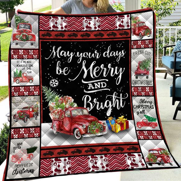 150*200cm Christmas Blanket Air Condition Quilt 3d Letter Print Blankets Outdoor Travel Picnics Mat Pad Towel Warm Cotton Quilt Ljja3381-4