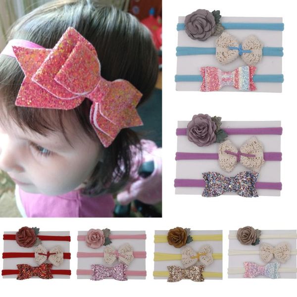 new 3 piece set flash bow lace flower sweet hair with headdress, Slivery;white 
new 3 piece set flash bow lace flower sweet hair with headdress, Slivery;white