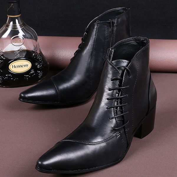 business shoes men oxford leather pointed to increase personality business casual leather ankle boots, Black
business shoes men oxford leather pointed to increase personality business casual leather ankle boots, Black