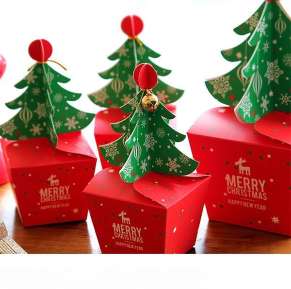 3d рождественская елка подарочная коробка с колокольчиком бумажная коробка конфет diy печенье cholocate бумажные яблочные коробки счастливог