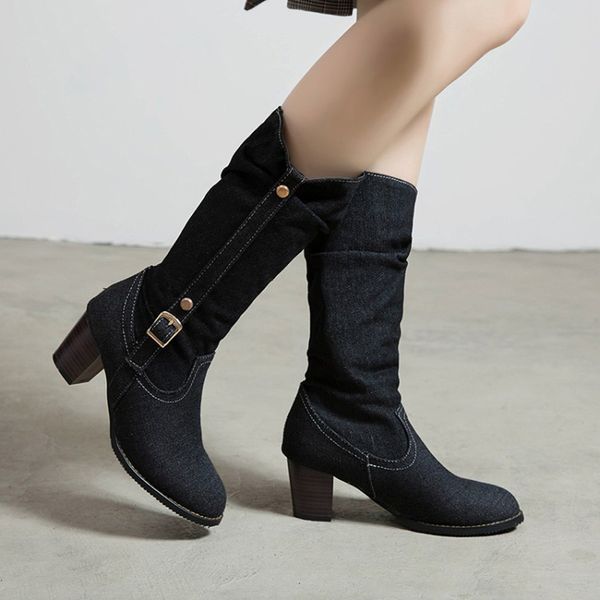 stylish womens denim boots platform cowboy lace-up round toe over the knee high knight square heel boots botki damskie wyprzeda, Black
stylish womens denim boots platform cowboy lace-up round toe over the knee high knight square heel boots botki damskie wyprzeda, Black
