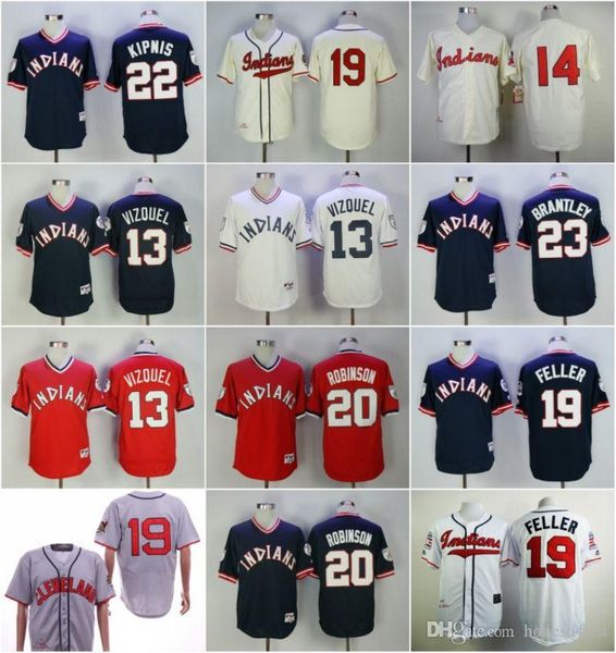 Cheap Cleveland 13# VIZQUEL 14# Doby 19# Feller 20# PALMER 22# KIPNIS 23# BRANTLEY White Blue Red Grey Retro Baseball News Stitched
Cheap Cleveland 13# VIZQUEL 14# Doby 19# Feller 20# PALMER 22# KIPNIS 23# BRANTLEY White Blue Red Grey Retro Baseball News Stitched