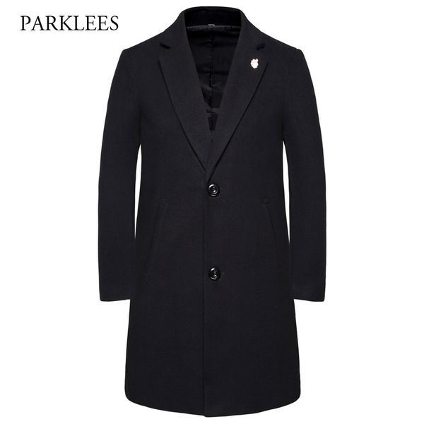 stylish brooch men's black woolen coat brand new solid long trench coats for male casual slim fit winter autumn abrigo hombre
stylish brooch men's black woolen coat brand new solid long trench coats for male casual slim fit winter autumn abrigo hombre