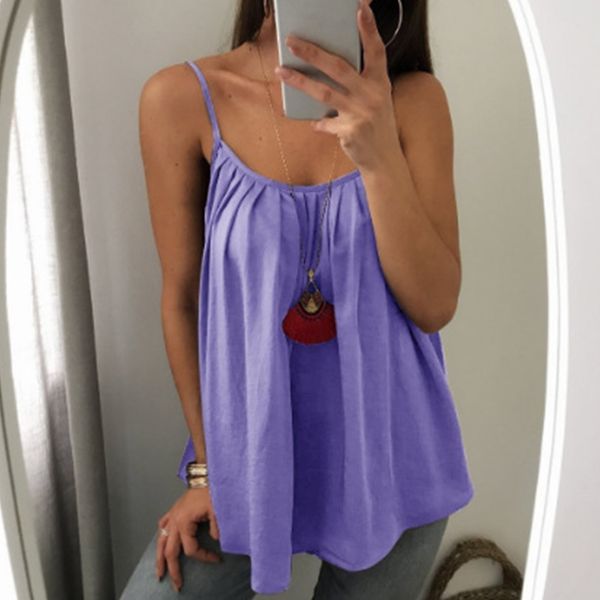 daily summer crew neck club ladies solid spaghetti strap women vest pleated loose dating fashion, White
daily summer crew neck club ladies solid spaghetti strap women vest pleated loose dating fashion, White
