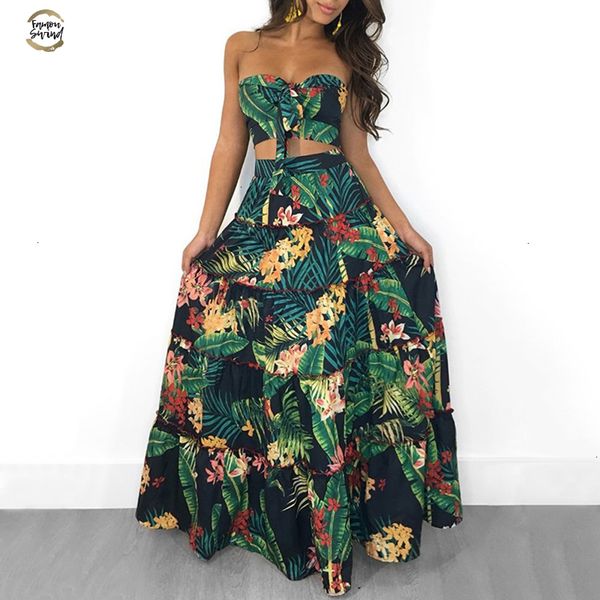 new boho women two piece set crop long skirt floral printed bandeau strapless bandage ruffles high waist casual suit, White
new boho women two piece set crop long skirt floral printed bandeau strapless bandage ruffles high waist casual suit, White