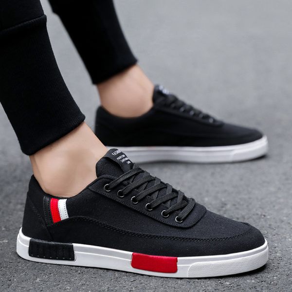 men shoes casual men's breathable canvas lace-up flat sneakers simple solid color outdoor work leisure shoes sapatenis masculino, Black
men shoes casual men's breathable canvas lace-up flat sneakers simple solid color outdoor work leisure shoes sapatenis masculino, Black