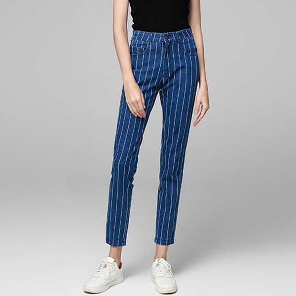 fashion stripe jeans womens stripe pocket button zipper elastic slim fit jeans mid waist woman casual pants 2019 #15, Blue
fashion stripe jeans womens stripe pocket button zipper elastic slim fit jeans mid waist woman casual pants 2019 #15, Blue