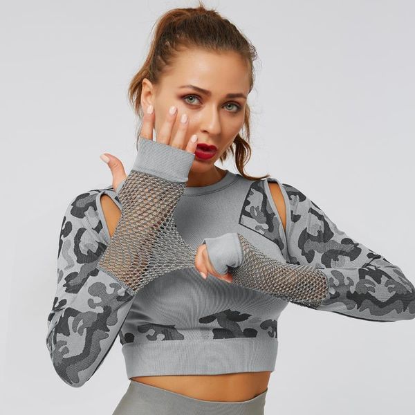 women workout shirt camo crop long sleeve fitness seamless sports gym women thick material warm yoga shirt, White;red
women workout shirt camo crop long sleeve fitness seamless sports gym women thick material warm yoga shirt, White;red