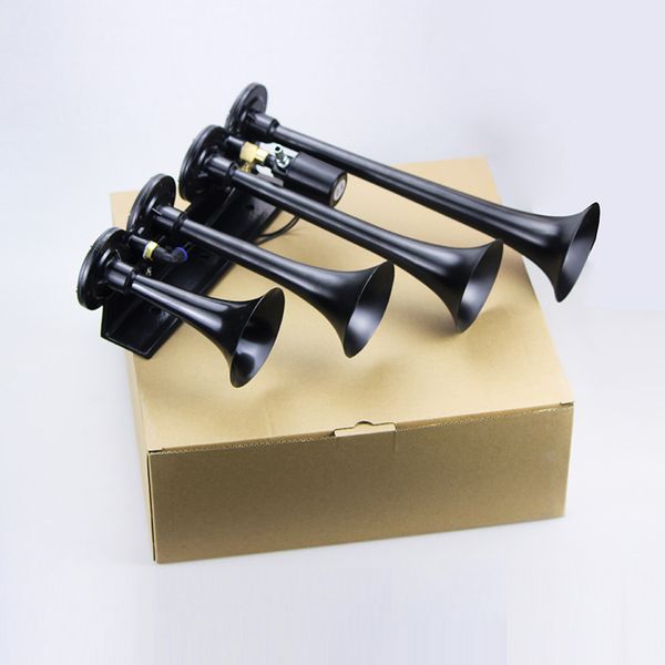 black 12v / 24v super loud 4 trumpet air horn universal 150db truck horn for trucks, yachts, etc.multi-tone & claxon horns car
black 12v / 24v super loud 4 trumpet air horn universal 150db truck horn for trucks, yachts, etc.multi-tone & claxon horns car