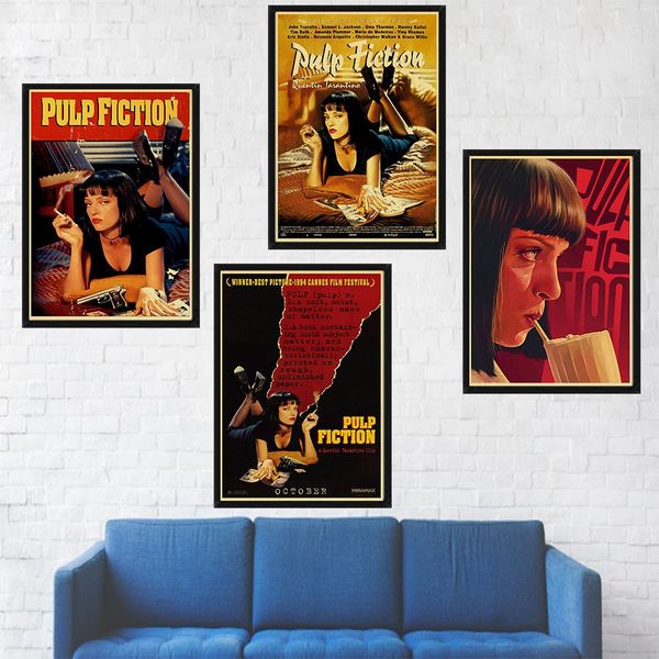 

classic movie pulp fiction retro kraft paper poster bar cafe decorative painting wallpaper vintage posters