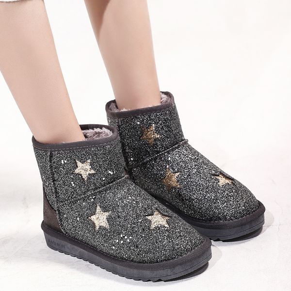 lucyever silver glitter star snow boots women winter warm plush platform ankle boots for women slip on cotton padded shoes woman, Black
lucyever silver glitter star snow boots women winter warm plush platform ankle boots for women slip on cotton padded shoes woman, Black