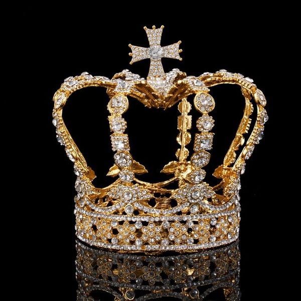male cross crown baroque bridal wedding crown royal king tiara wedding dress birthday party performance accessories diadem, Golden;white
male cross crown baroque bridal wedding crown royal king tiara wedding dress birthday party performance accessories diadem, Golden;white
