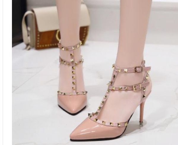 2019 women's sandals in summer with new style high heel fine heel pointed end rivet @30, Black
2019 women's sandals in summer with new style high heel fine heel pointed end rivet @30, Black