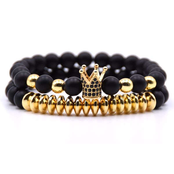 2pcs/set trendy micro pave cz crown charms bracelets for men women 8mm matte beads stone bracelet men jewelry gifts, Black
2pcs/set trendy micro pave cz crown charms bracelets for men women 8mm matte beads stone bracelet men jewelry gifts, Black