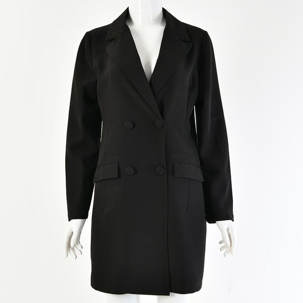 2019 high-end european and american fashion medium long suit woman lapel slim long sleeve double-breasted suit jacket, White;black
2019 high-end european and american fashion medium long suit woman lapel slim long sleeve double-breasted suit jacket, White;black
