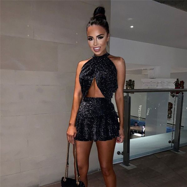 two-piece outfits for women halter crop vest +mini skirt set bandage glitter shiny clothing club streetwear summer, White
two-piece outfits for women halter crop vest +mini skirt set bandage glitter shiny clothing club streetwear summer, White