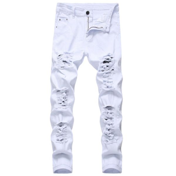 2020 designer new men's casual big hole elastic pants slim jeans men's white red black straight pants with holes, Blue
2020 designer new men's casual big hole elastic pants slim jeans men's white red black straight pants with holes, Blue