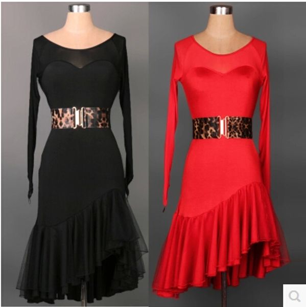 latin dance costume senior dresses gauze long sleeves latin dance dress women double leaf competitiondress 6colors, Black;red
latin dance costume senior dresses gauze long sleeves latin dance dress women double leaf competitiondress 6colors, Black;red