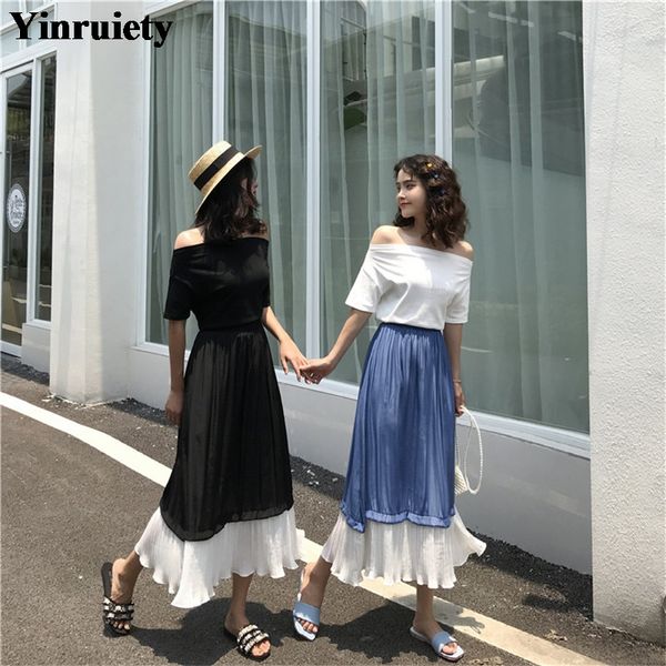 korean chic summer women long skirt high waist blue black ruffles sweet skirts womens fashion contrast color midi chiffon saias
korean chic summer women long skirt high waist blue black ruffles sweet skirts womens fashion contrast color midi chiffon saias