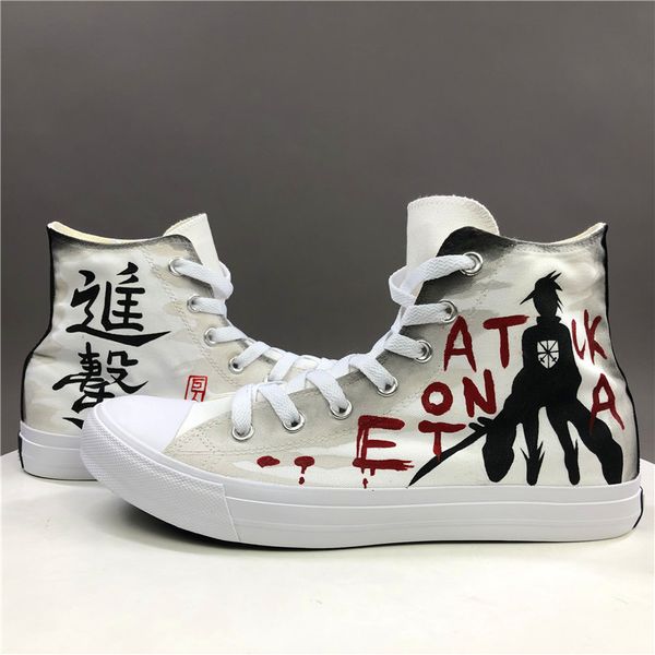 wen women men vulcanized shoes hand painted attack on titan anime shoes high cross straps espadrilles flat sneakers, Black
wen women men vulcanized shoes hand painted attack on titan anime shoes high cross straps espadrilles flat sneakers, Black