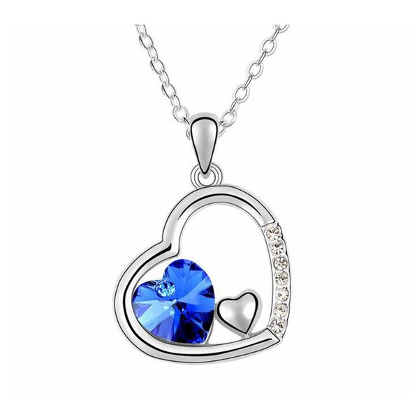2019 new sapphire crystal heart-to-heart classic hanging pendant necklace crystal from swarovski branded design fine jewelry, Silver
2019 new sapphire crystal heart-to-heart classic hanging pendant necklace crystal from swarovski branded design fine jewelry, Silver