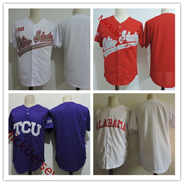Mens NCAA Ohio State Buckeyes Baseball Jersey Stitched COLLEGE Blank white Alabama Crimson Tide Jersey TCU Horned Frogs Jersey S-3XL
Mens NCAA Ohio State Buckeyes Baseball Jersey Stitched COLLEGE Blank white Alabama Crimson Tide Jersey TCU Horned Frogs Jersey S-3XL