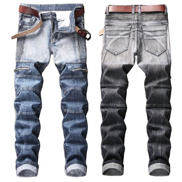 new designer men's jeans mens distressed ripped skinny jeans classic washed slim moto biker causal mens denim pants hip hop men jeans 0, Blue 
new designer men's jeans mens distressed ripped skinny jeans classic washed slim moto biker causal mens denim pants hip hop men jeans 0, Blue