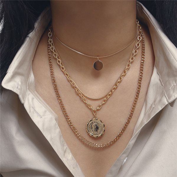 ae-canfly vintage multi layered curb cuban chunky thick choker necklace punk carved coin pendant necklaces for women jewelry, Silver
ae-canfly vintage multi layered curb cuban chunky thick choker necklace punk carved coin pendant necklaces for women jewelry, Silver