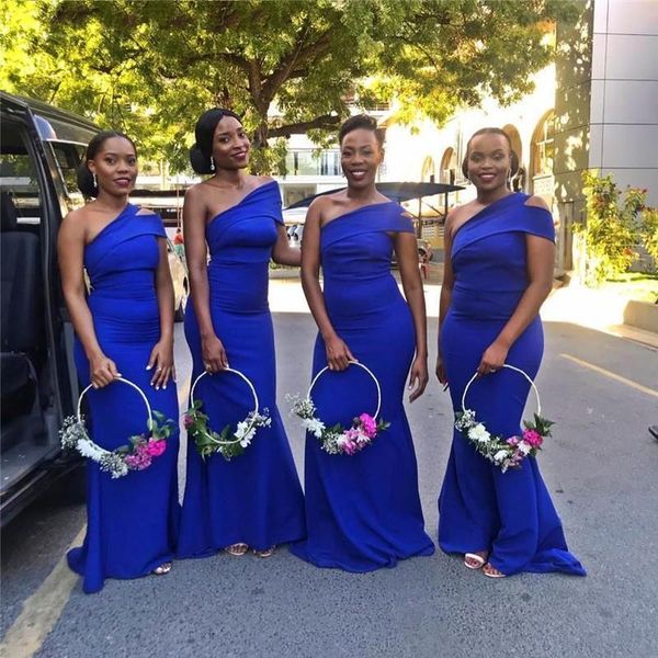 elegant royal blue mermaid bridesmaid dresses one shoulder country wedding guest party gowns customized zipper back b73, White;pink
elegant royal blue mermaid bridesmaid dresses one shoulder country wedding guest party gowns customized zipper back b73, White;pink