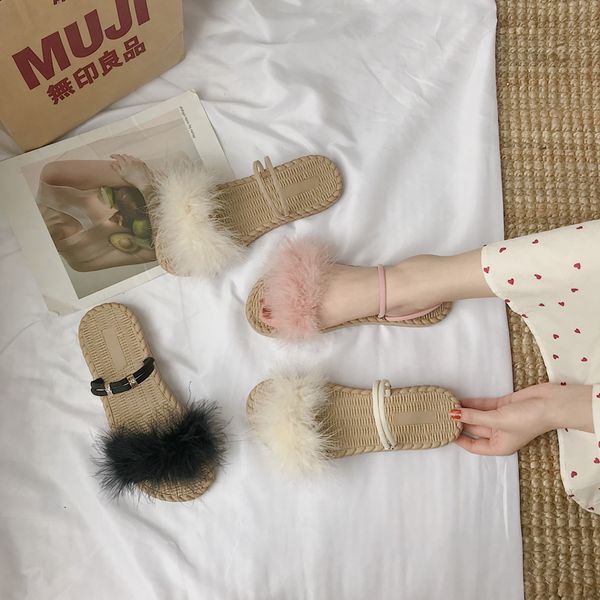 sweet pink fur flat sandals women double narrow band two wears beach sandalias girl's furry slides shoes comfy flip flops women, Black
sweet pink fur flat sandals women double narrow band two wears beach sandalias girl's furry slides shoes comfy flip flops women, Black
