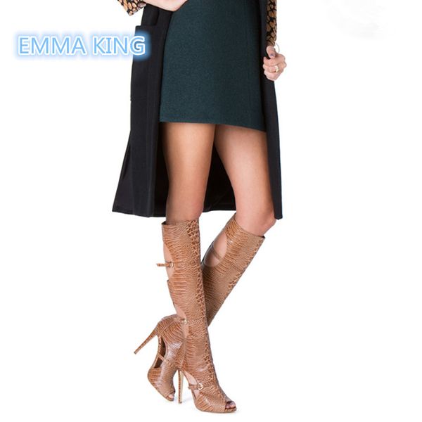 spring crocodile prints fashion knee high boots women cut out stilettos ladies shoes back zipper roman high heels sandals, Black
spring crocodile prints fashion knee high boots women cut out stilettos ladies shoes back zipper roman high heels sandals, Black