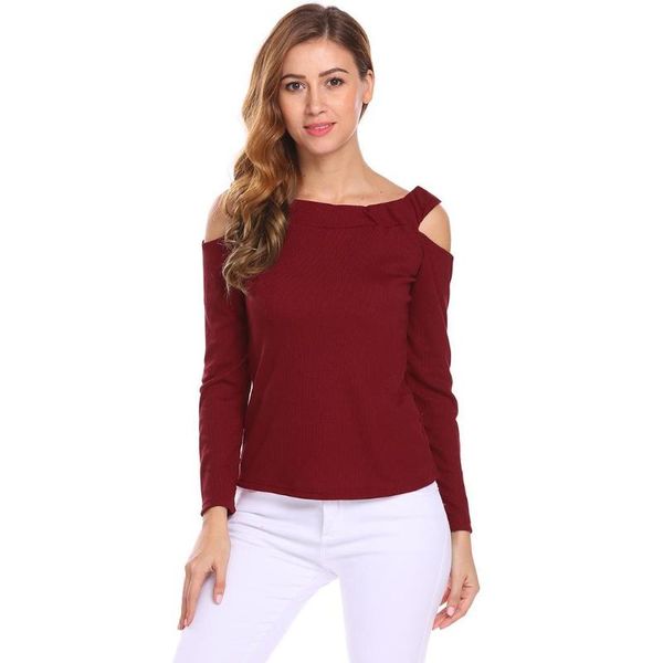 women's t-shirt women off shoulder cut out long slash collar sleeve textured casual spring, autumn knitted slim, White
women's t-shirt women off shoulder cut out long slash collar sleeve textured casual spring, autumn knitted slim, White