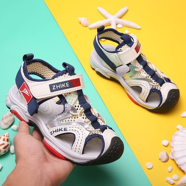 pplng children's sandals, summer outdoor baotou children's shoes, primary and secondary school sports beach sandals, Black;red