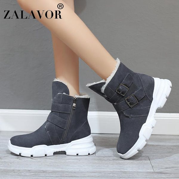 rizabina women ankle snow boots real leather plush fur warm winter shoes women metal buckle casual flats footwear size 34-39, Black
rizabina women ankle snow boots real leather plush fur warm winter shoes women metal buckle casual flats footwear size 34-39, Black