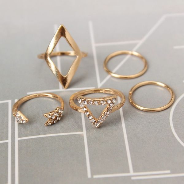 european and american fashion luxury sets zircon rings for women arrowhead argyle triangular joint 5 sets of rings, Silver
european and american fashion luxury sets zircon rings for women arrowhead argyle triangular joint 5 sets of rings, Silver