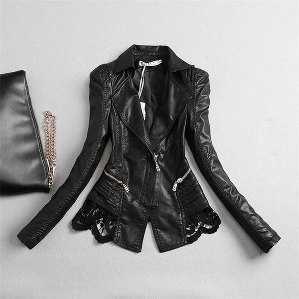 women leather jacket 2018 new fashion lace pu patchwork faux leather coat women's clothing turn collar short jacket m-4xl, Black
women leather jacket 2018 new fashion lace pu patchwork faux leather coat women's clothing turn collar short jacket m-4xl, Black