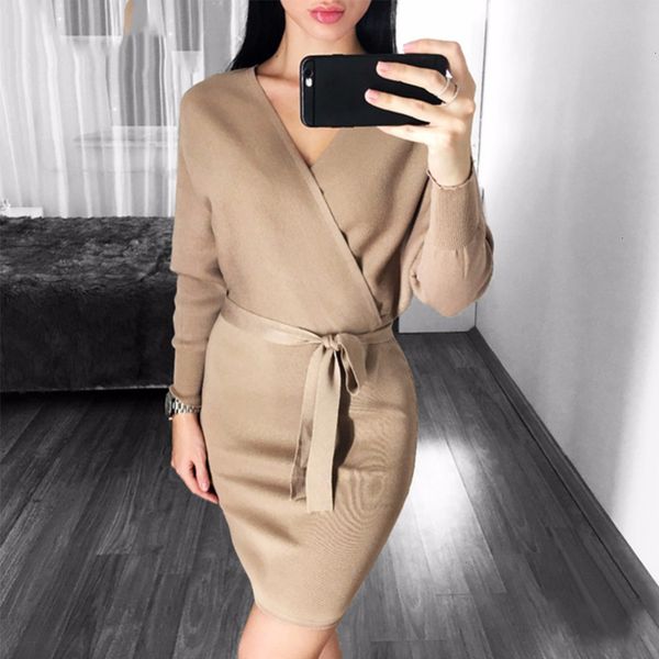 long sleeve dress womens clothes autumn winter womens fashion cross v neck mini dresses female batwing sash knitted sweater dress, Black;gray
long sleeve dress womens clothes autumn winter womens fashion cross v neck mini dresses female batwing sash knitted sweater dress, Black;gray