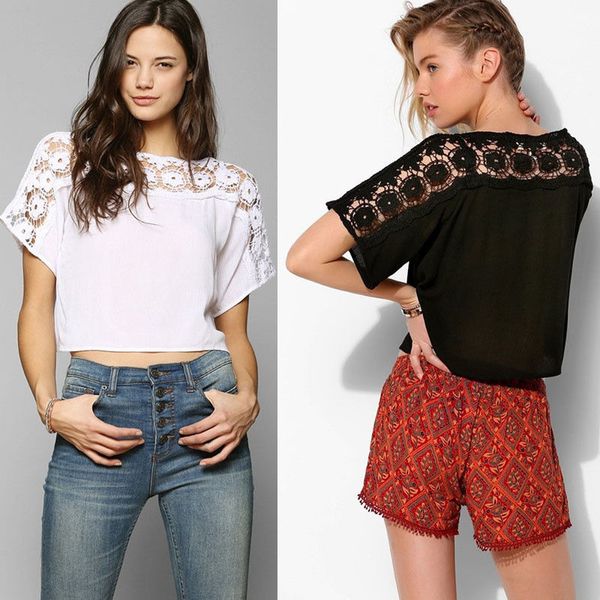 summer women lace crochet casual shirt short sleeve crop street style tee shirt casual elegant, White
summer women lace crochet casual shirt short sleeve crop street style tee shirt casual elegant, White