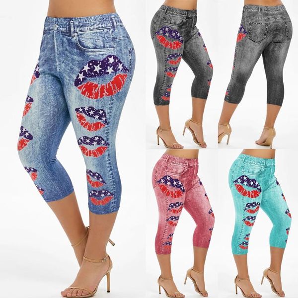 women's pants & capris womens pant plus size 3d denim lips print elastic waist leggings jeggings knee length pantalon femme, Black;white
women's pants & capris womens pant plus size 3d denim lips print elastic waist leggings jeggings knee length pantalon femme, Black;white