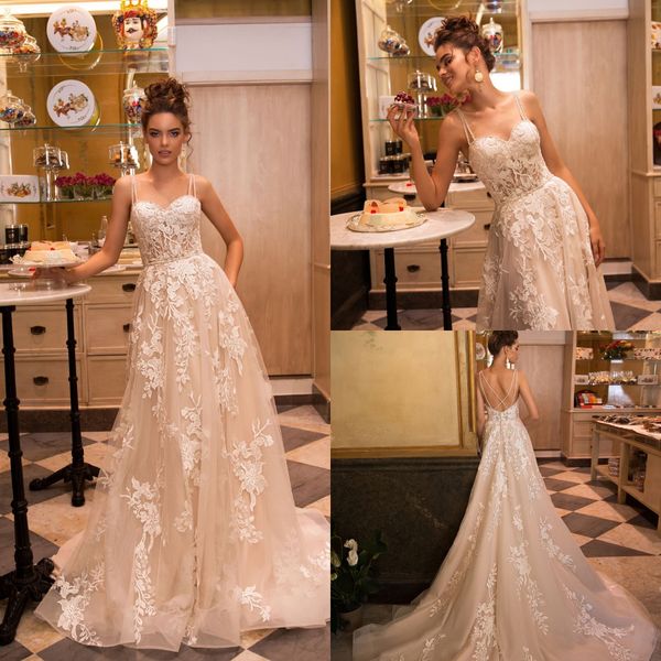 2019 new arrival wedding dresses spaghetti straps lace appliques bridal gowns sweep train a line wedding dress robe de mariée, White
2019 new arrival wedding dresses spaghetti straps lace appliques bridal gowns sweep train a line wedding dress robe de mariée, White