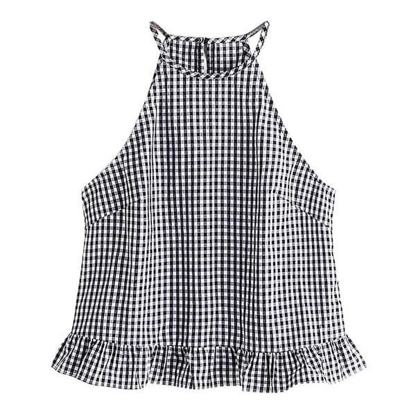 t-shirt women fashion sleeveless gingham buttoned keyhole back frill halter tank 2019 new arrival slim soft touch t-shirt, White
t-shirt women fashion sleeveless gingham buttoned keyhole back frill halter tank 2019 new arrival slim soft touch t-shirt, White