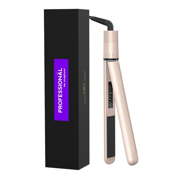 ceramic tourmaline flat iron hair straightener 2 in 1 straightening and curling irons dual voltage travel size adjustable temp, Black
ceramic tourmaline flat iron hair straightener 2 in 1 straightening and curling irons dual voltage travel size adjustable temp, Black