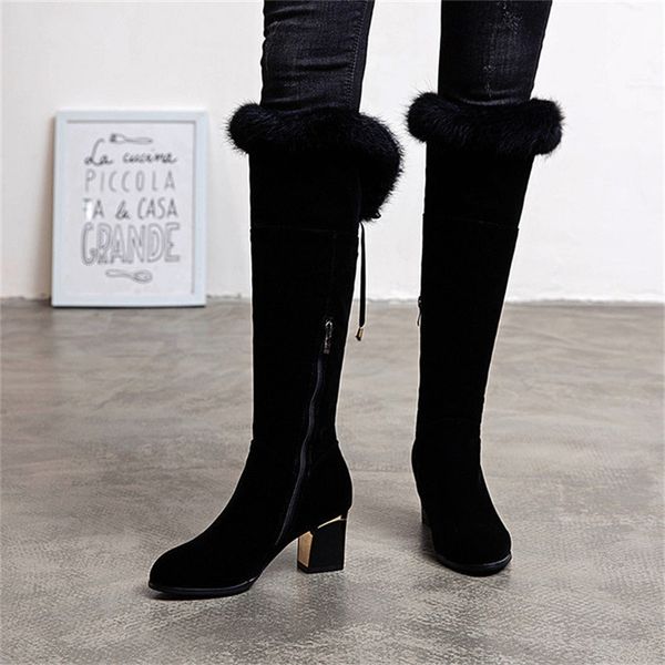 34-42 women knee high boots heel cm winter boots women big size plush warm winter shoes, Black
34-42 women knee high boots heel cm winter boots women big size plush warm winter shoes, Black